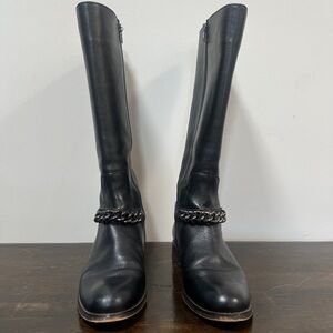 Coach “Mabel” | Y2K Black Leather Chain Harness Riding Boots